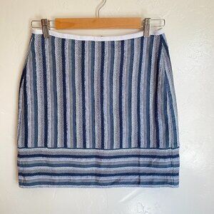 Ann Taylor LOFT Blue Herringbone Striped Mini Skirt Size 2